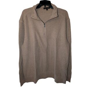 Banana Republic Mens XL Taupe Brown Ribbed Knit Quarter Zip Pullover Sweater